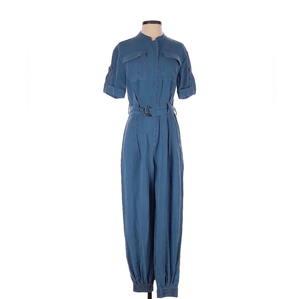 BCBGMaxAzria NEW Short Sleeve Relaxed Fit Blue Jumpsuit‎